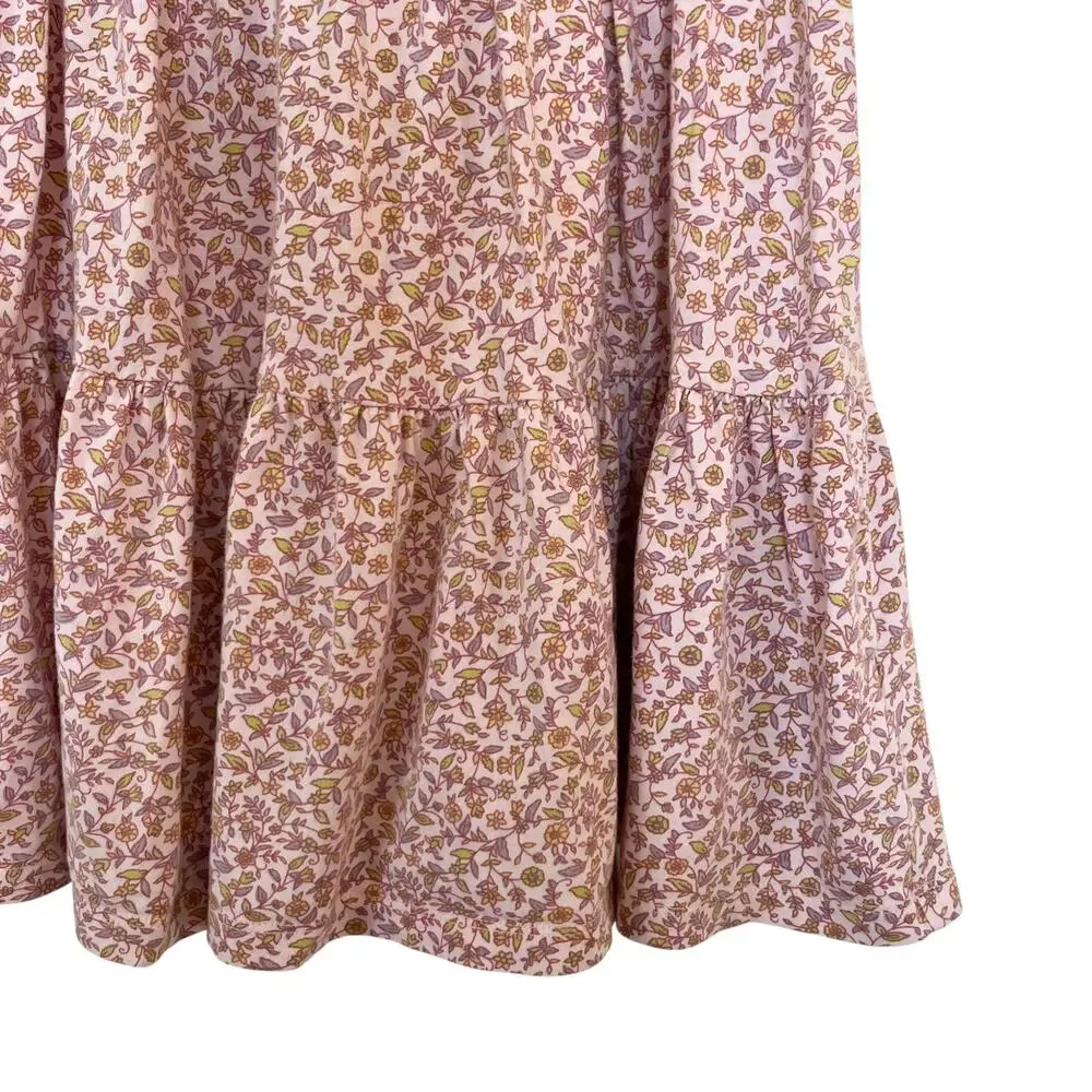 Crewcuts Girls Pink Floral Tiered Cotton Summer Dress Size 8 Garden Party